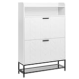 YITAHOME Schuhschrank mit 2 Klappen, Schuhschranks Weiss, Schuhschrank Schuhkipper Schmal, Schuhablage Verstellbar,117x24x80cm, für Eingangsbereich, Flur