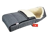 BABYLUX Fußsack LAMMWOLLE Winterfußsack Kinderwagen- Babyschale- Fußsack (55. LEIN Grau)