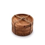 Kaizen Casa Untersetzer aus Holz für Getränke, natürliches Akazienholz, Set für Trinkgläser, Tischschutz für jeden Tischtyp 4 Stück