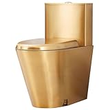WXXZCE Stand Wc mit Spülkasten, Stand Wc Aus Edelstahl 304, Wc Set Komplettset, Toilette Siphon-Spülung, Geruchs- und Blockierungsfrei, für Zuhause, Einkaufszentrum, Bar, Gold