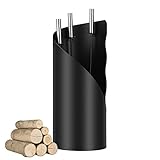 Randaco kaminbesteck Schwarz Modern 4 teilig Edelstahl Kaminbesteck mit Schaufel, Besen, Schürhaken, Ständer zum Anhängen für Küche Haushalt Wohnen Wohnaccessoires Deko Kaminreinigungsset Ø20 x 50cm