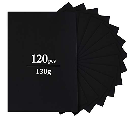Tonpapier Schwarz A4,Schwarzes Bastelpapier 120 Blatt 130g/m²,Tonkarton Bastelkartonpapier zum Basteln und Gestalten