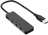 USB Hub 3.0, 4 Port , USB Verteiler, USB Splitter Ultra-Slim Black Multi USB Port Expander USB Extender Lead Adapter für MacBook Air/Pro/Mini, PC, Laptop, Desktop, Notebook,Ultrabooks, PS4/PS5