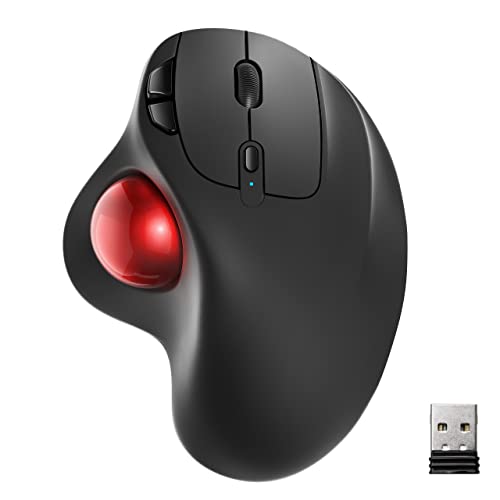 Kabellose Trackball Maus, Wiederaufladbare Ergonomische Maus, Präzises und Reibungsloses Tracking, 3-Geräte-Verbindung (Bluetooth oder USB), Kompatibel für PC, Laptop, Mac, Windows