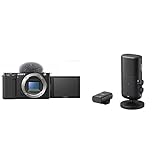 Sony Bundle Alpha ZV-E10 | APS-C spiegellose Wechselobjektiv-Vlog-Kamera (schwenkbarer Bildschirm für Vlogging, 4K-Video), Schwarz ECM-S1 | kabelloses Standmikrofon ECM-S1