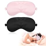 Molain 2 Stück Seidene Schlafmaske Damen, Weiche Seide Schlafmaske Augenmaske mit verstellbarem Riemen Sleep Mask Lichtblockierende Schlafbrille für Pause Reisen, blockiert Licht