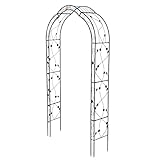 HAFIX Rosenbogen - Paris - für Garten. Rosenspalier aus pulverbeschichtetem Metall. Rank Hilfe für Kletterpflanzen Torbogen Rosenrankenhilfe Gartenbogen wetterfest & freistehend 250x130x39cm schwarz.
