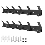 Kleiderhaken Wand, 2 Stück Garderobenhaken mit 6 Haken, Kleiderhaken Metall, Hakenleiste Garderobe für Schlafzimmer Bad Küche Garderobe Garderobenleiste Wandgarderobe (Schwarz)