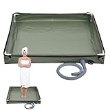 Tragbare Duschwanne, 2 In 1 Faltbare Camping Dusche Basis Mit Abflussrohr, 80x80x10cm Haltbare Oxford Wasserdicht Zelt Markise Boden, Becken Outdoor Dusche Gehäuse Basis Für RV Camping Haustier