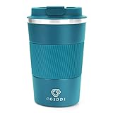 CS COSDDI Thermobecher- Isolierbecher, Edelstahl Travel Mug, 13oz/380ml Vakuum auslaufsicher Reisebecher mit Deckel, Autobecher, doppelwandig isoliert für Wasser und Tee, Kaffee-to-go Becher