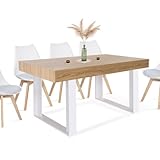 IDMarket - Esstisch, rechteckig, Phoenix, 6 Personen, Holz und Weiß, 160 cm