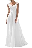 Romantic-Fashion Brautkleid Hochzeitskleid Weiß Modell W191 A-Linie Stickerei Chiffon DE Größe 42