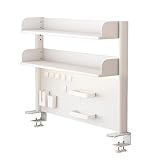 RAUMPA Tischregal Schreibtisch Regal Schreibtischregal Regalaufsatz Klemmbar Schreibtischregal Desk Shelf Tisch Aufsatzregal Bücherregal Lochwand Organizer Metall (Weiß, 100B x 95H cm)