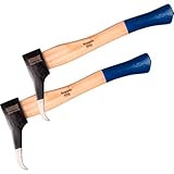 Germania Sappie Set 2 Stück - 550g Sappiekopf - 40 cm Stiel aus Eschenholz - Forstwerkzeug für Holz - Holzzange Wendehaken Holzheber