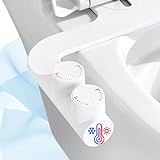 Bidet Einsatz für Toilette,Ultra Slim Nicht Elektrisch Bidet Aufsatz mit Warmwasser & Selbstreinigende Doppeldüse,Einstellbarer Wasserdruck,Front- und Heckreinigung,WC-Aufsatz, Po-Dusche,Taharet,Weiß