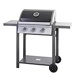 Dangrill Frigg 300 OS Gasgrill (3 leistungsstarke Edelstahlbrenner 3,3kW / Stück, Kochbereich: 60x 41,5 cm, 3-facher Brennerschutz in Aluminium, 2 Seitenablagen) Schwarz