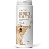 ReaVET Bierhefe-Tabletten für Hunde 500 Stück – Naturrein in Premium Qualität, für glänzendes kräftiges Fell + Vitale Haut, mit Biotin & Vitamin B I Bierhefe Pulver Tabs für Hunde Ohne Zusätze