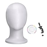 Generisch Styropor-Schaum Friseur Puppe Perückenkopf Frisierkopf Aus Schaumstoff 56cm Mit Ständer & 40 Fixierern Für Friseure/Make-up-Artist (28x16.5cm, 90g)