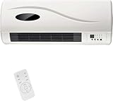 Bakaji Elektrischer Keramik-Heizlüfter zur Wandmontage, mit Fernbedienung, 2 wählbare Leistungsstufen 1000 W / 2000 W, LED-Display und Timerfunktion (50 cm Breite)