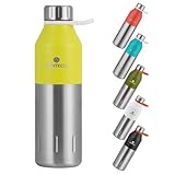 SANTECO Edelstahl Trinkflasche 350ml, 500ml - Auslaufsicher Thermosflasche Kinder, Vakuum Wasserflasche BPA-Frei, Kohlensäure geeignet, Isolierflasche für Sport, Fahrrad, Schule, Camping und Outdoor