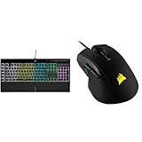 Corsair K55 RGB PRO Kabelgebundene Membran-Gaming-Tastatur (Dynamische Hintergrundbeleuchtung) QWERTZ, Schwarz & Ironclaw RGB Optisch FPS/MOBA Gaming Maus (18.000DPI Optischer Sensor) Schwarz