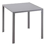 HOMCOM Esstisch Esszimmertisch Quadratischer Küchentisch für 4 Personen, Wohnzimmertisch mit Tischplatte aus Hartglas, für Küche, Esszimmer, Grau, 75 x 75 x 75 cm