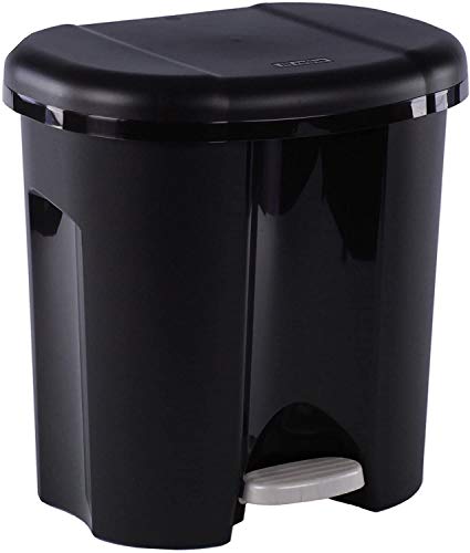 Rotho Duo Mülleimer 2x 10l zur Mülltrennung mit Deckel und Pedal, Kunststoff (PP) BPA-frei, schwarz, 2 x 10l (39,0 x 32,0 x 40,5 cm)