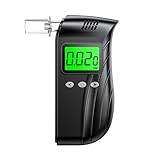 BACZGIF Alkoholmessgerät Polizei mit 10 Mundstücken, Alkoholtester mit digitalem LCD-Blau-Display, geeignet für privaten und professionellen Gebrauch (Schwarz)