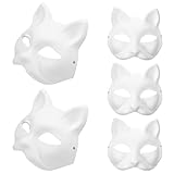 HOMSFOU 5 Stück Unbemalte Maskerademasken Leere Papiermasken Halloween-Katzenmasken Party-Cosplay-Zubehör
