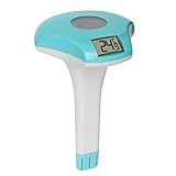 TFA Dostmann Digitales Poolthermometer, 30.2033.20, solarbetrieben, schwimmend mit Befestigungsleine, Wassertemperatur messen, weiß-türkis
