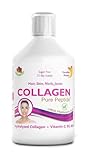 Swedish Nutra Collagen Pure Peptide – 500 ml flüssiges Nahrungsergänzungsmittel mit 5000mg hydrolysiertem Kollagen, Hyaluronsäure, Vitamin C, B5 & B6 – zuckerfrei, 33 Portionen – für Beauty-Routinen