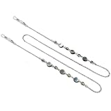 WsjiaboFux Silberne Brillenkette, Sonnenbrillen- und Brillenband, Halteband, Brillenketten, Kristallperlen, Sonnenbrillen, Maske, Halskette, Umhängeband, Lesebrille, zum Aufhängen von Sonnenbrillen
