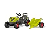 Rolly Toys rollyKid CLAAS AXOS 240 Trettraktor mit Anhänger (für Kinder von 2,5-5 Jahre, einstellbare Kettenspannung, Heckkupplung) 015047, grün