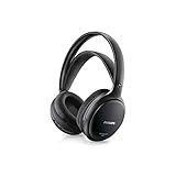 PHILIPS SHC5200/10 HiFi Kopfhörer Kabellos Over-Ear (32-mm-Lautsprechertreiber, Kabellose UKW-Übertragung, Selbstregulierender Bügel, Leichtes Design, Wiederaufladbar) Schwarz