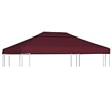 BAZZI Pavillon Ersatzdach Pavillondach Dachplane Ersatzbezug Dach mit Kaminabzug Pavillondach Wasserdicht Pavillon-Rot-4 x 3 m