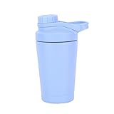 Soynogya Protein-Shaker aus edelstahl metal, 700ml, Doppelwandig Isoliert, mit Sieb und Mischfunktion mit Filter für， Fitness Eiweiß Bottle (Hellblau)