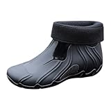 Barfußschuhe Damen Winter and Winter Short Sleeved Cotton Detachable and Washable Outdoor Fashion Work Fishing Car Wash Kitchen Non Slip Warm Rain Boots Boots Damen Breite Füße (Black, 40)