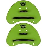 arena Finger Paddle Elite Handpaddel für Schwimmer, Schwimmbad-Trainingszubehör, Schwimmbad-Paddel mit Verstellbaren Riemen, Unbedeckte Handfläche, Acid Lime-Black (65)