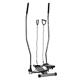 HOMCOM Stepper mit verlängerter Lenkstange, Fitnessstudio, mit LCD-Display, multifunktional, ABS, 54 x 40 x 135 cm, Schwarz und Silber
