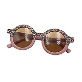 Edhomenn Süße runde Sonnenbrille für Kleinkinder, Jungen, Mädchen, Retro-Stil, Leopardenmuster, Patchwork, Outdoor-Brille, 04 pink, Einheitsgröße