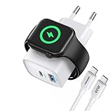 Topadre Apple Watch Ladegerät, 3-in-1 20W USB C iPhone Ladegerät PD 3,0 Schnellladegerät für Apple Watch 10/9/8/7/6/Ultra/SE, USB C Ladekabel für iPhone16/15/15 Pro Max, für iPad/Airpods, Weiß