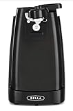 BELLA Electric Can Opener, Automatic Can Opener, Durable Knife Sharpener and Bottle Opener, Easy Safe Removable Cutting Lever, Stainless Steel Blade, Cord Storage, Easy Clean-Up, Black