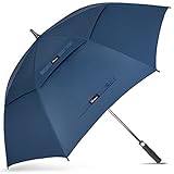 NINEMAX Regenschirm Groß Sturmfest,Golf Stockschirm L Automatik Auf,54 Inch Regenschirm für Herren Damen,Doppelt üBerdachung BelüFtet(Marineblau)