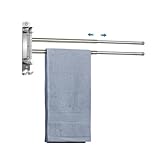 JSVER Handtuchhalter mit 2 Schwenkstangen,Edelstahl Handtuchhalter Bad mit Ausfahrbarer Arm bis zu 50cm Handtuchstange Wandmontage für Küche, WC, Garderobe und Bad