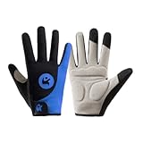BLITZPAN Fahrradhandschuhe,Vollfinger,Touchscreen-Handschuhe,wasserdichte Handschuhe für Damen und Herren, Kletterhandschuhe,Outdoor Wanderhandschuhe (Blau, M)
