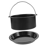 Alipis 1 Satz Backgeschirr-set Airfryer-korbschale Tablett Backen Wiederverwendbar Zubehör Für Heißluftfritteusen Airfry-ofenkorb Luftfrittierkorb Schwarz Kohlenstoffstahl