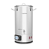 Klarstein Maischfest - Bierbrauset, Maischekessel, Bierbrauanlage mit 2 Stufen: 1500/3000 W, Bier Brauen 5-teiliges Set, Filtrier-Eimer, Kühlspirale, LCD-Display, Edelstahl, 30 Liter, Edelstahl