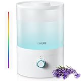 FOHERE Luftbefeuchter für Schlafzimmer, 3.2L Top Fill Cool Mist Ultraschall-Luftbefeuchter für Babys Zimmer und Pflanzen, 2-IN-1 Ätherisches Öl Diffusor mit 7-Farben Licht, BPA-Frei, Leise, Weiß