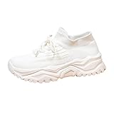 Hallenschuhe Damen Turnschuhe Damen 42 Schwarz Sport Freizeitschuhe Frühling Und Weiche Orthopädische Walking Freizeit Mesh Atmungsaktiv Weiche Schnürschuhe Schwarz 42 (White 38)