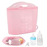 1,5 L mikrowellen Sterilisator Beutel, Wiederverwendbar Sterilisatorbeutel für Babyflaschen Mikrowellen-Sterilisatorbeutel aus Silikon Must-Have für Mütter für Zuhause Unterwegs (Rosa)